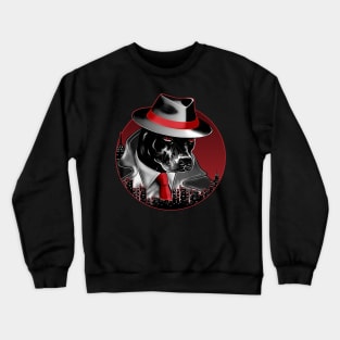 Pitbull Noire Mafia Dog Father in night city No Text Crewneck Sweatshirt